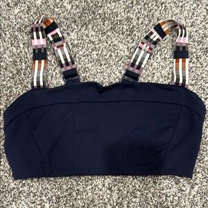 Prana Moraga Navy Gingerbread Tivoli Sports Bra with Multicolor Straps